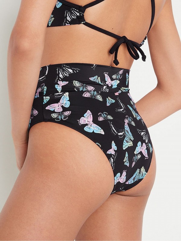 Dark Grey Victoria Secret Charcoal Butterfly Cross Over Bikini Bottom | OPLEY2751