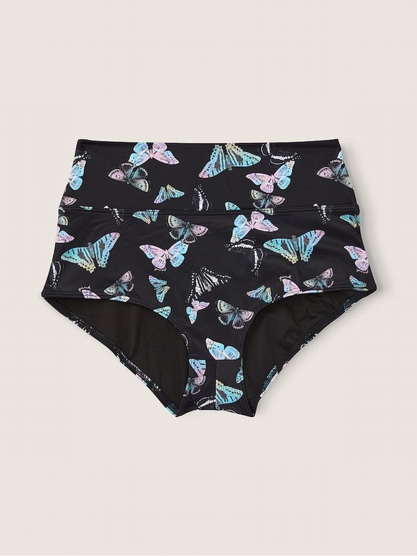 Dark Grey Victoria Secret Charcoal Butterfly High Waisted Bikini Bottom | HGJUC4630