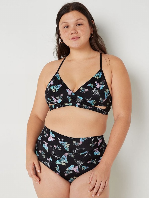 Dark Grey / Black Victoria Secret Charcoal Wrap Bikini Top | XEBNP6849