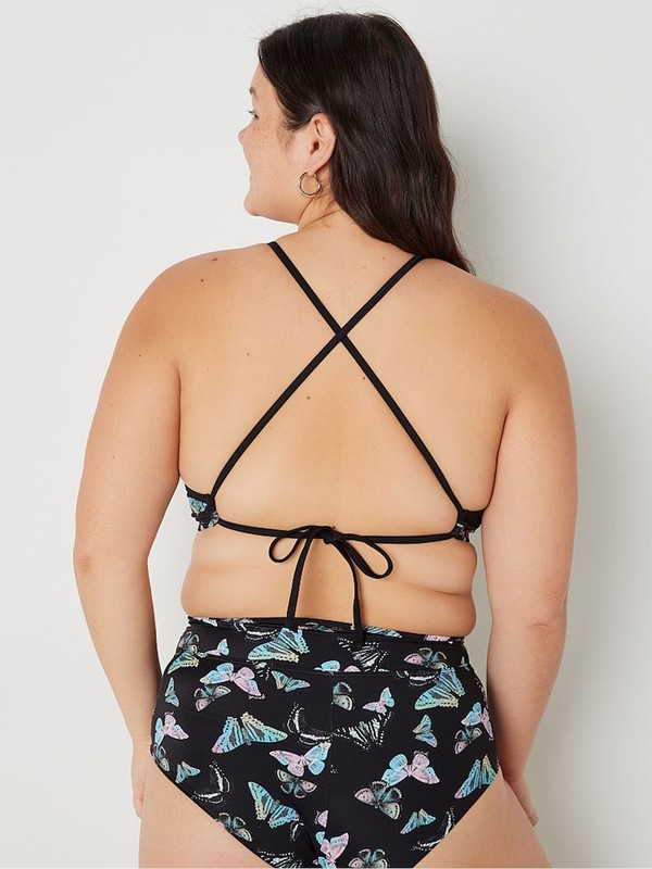 Dark Grey / Black Victoria Secret Charcoal Wrap Bikini Top | XEBNP6849