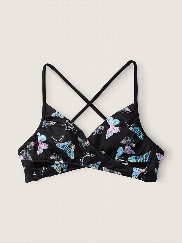 Dark Grey / Black Victoria Secret Charcoal Wrap Bikini Top | XEBNP6849