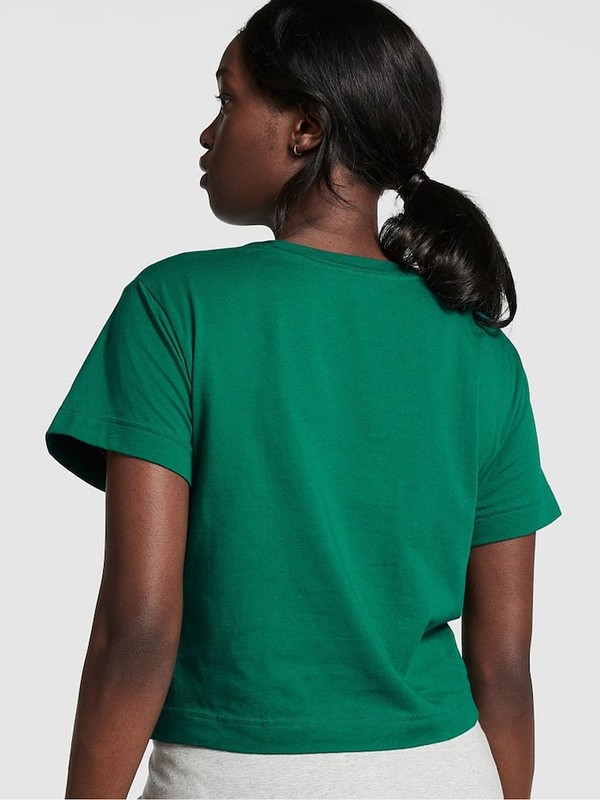 Dark Red / Green Victoria Secret Garnet Sleeve Shrunken T Shirts | WAZKU4209