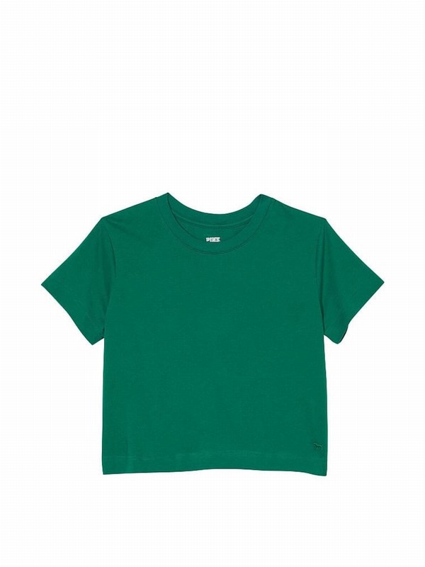 Dark Red / Green Victoria Secret Garnet Sleeve Shrunken T Shirts | WAZKU4209