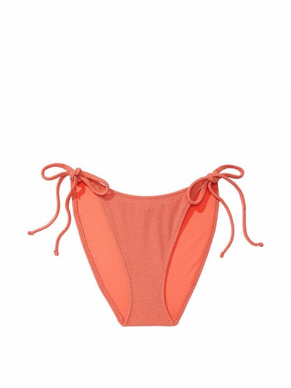 Deep Coral / Orange Victoria Secret Coral Orange Tie Side Bikini Bottom | BIDTX5924