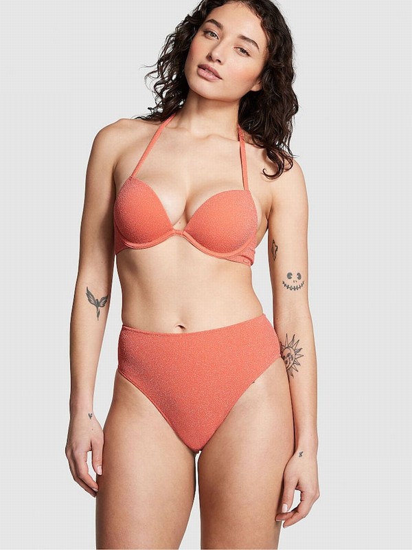 Deep Coral / Orange Victoria Secret Coral Orange High Waisted Bikini Bottom | HBDVT5071