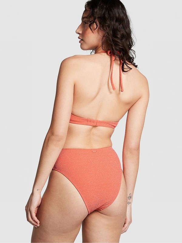 Deep Coral / Orange Victoria Secret Coral Orange High Waisted Bikini Bottom | HBDVT5071