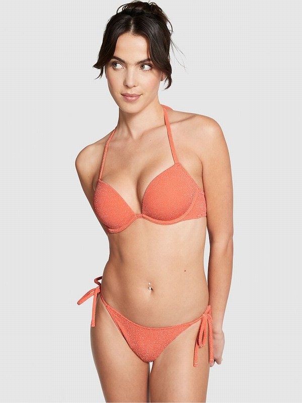 Deep Coral / Orange Victoria Secret Coral Orange Add 2 Cups Push Up Bikini Top | HGOEW5042