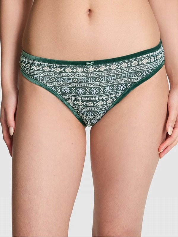 Deep Green Victoria Secret Forest Cheeky Cotton Underwear | HLURE2403