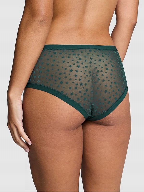 Deep Green Victoria Secret Forest Cheeky No Show Star Mesh Underwear | DGLFM1478