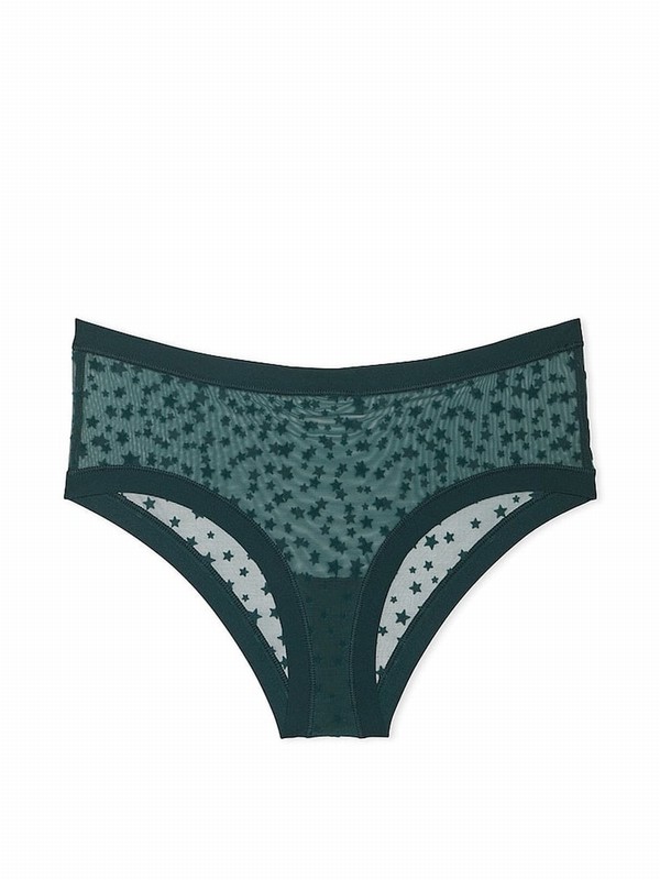 Deep Green Victoria Secret Forest Cheeky No Show Star Mesh Underwear | DGLFM1478