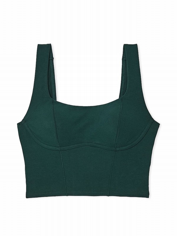 Deep Green Victoria Secret Forest Cotton Scoop Top Bras | ANWGB7451