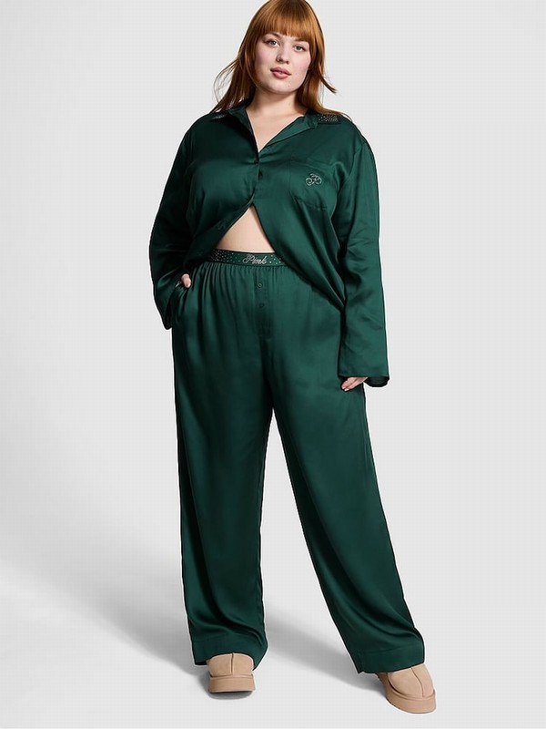 Deep Green Victoria Secret Forest Diamante Long Nightwear | HQBTY1726