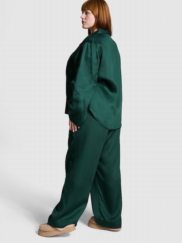 Deep Green Victoria Secret Forest Diamante Long Nightwear | HQBTY1726