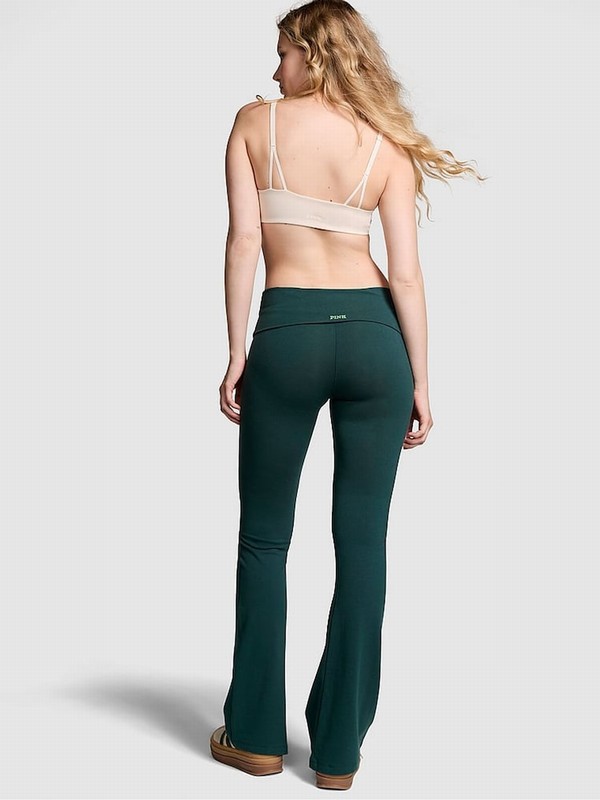 Deep Green Victoria Secret Forest Diamante Cotton Foldover Flare Leggings | QURCE9316