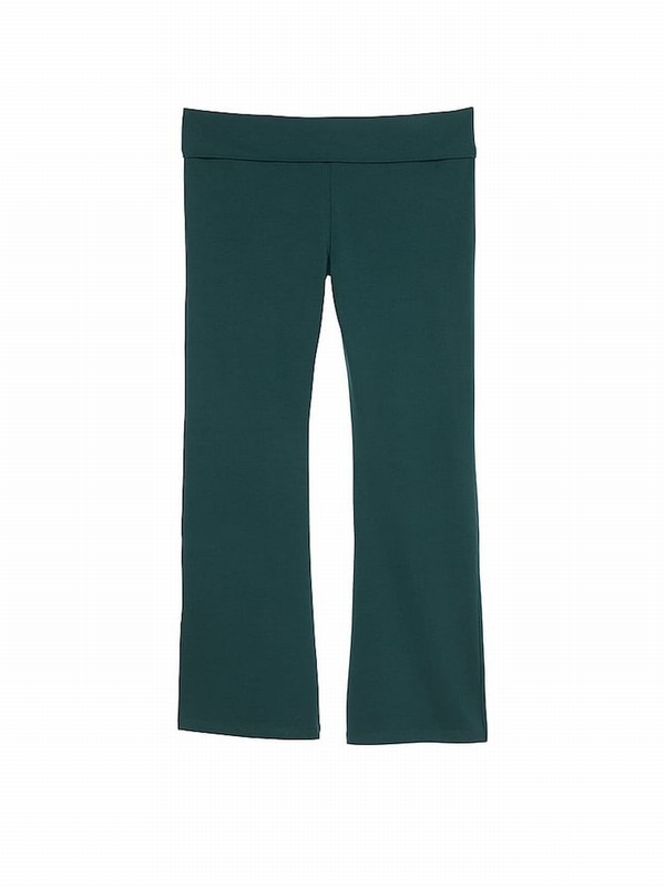 Deep Green Victoria Secret Forest Diamante Cotton Foldover Flare Leggings | QURCE9316