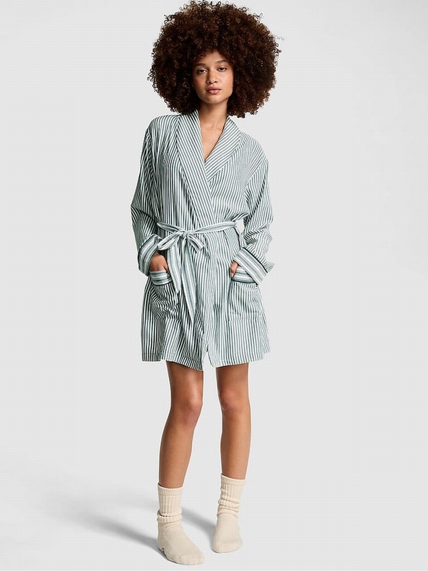 Deep Green Victoria Secret Forest Flannel Robe Nightwear | SHDVZ0579