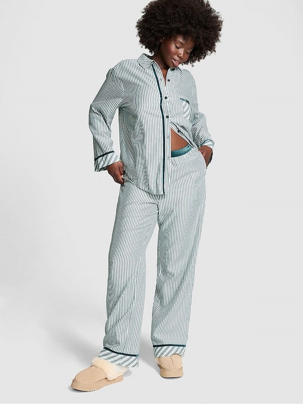 Deep Green Victoria Secret Forest Flannel Long Nightwear | OHSXZ9670