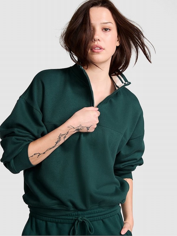 Deep Green Victoria Secret Forest Fleece Sweatshirts | JLHIS5914