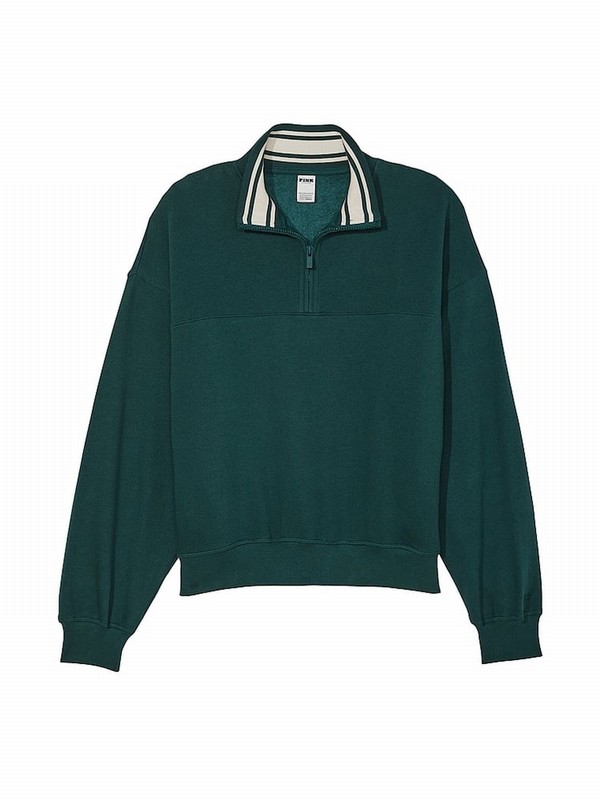Deep Green Victoria Secret Forest Fleece Sweatshirts | JLHIS5914