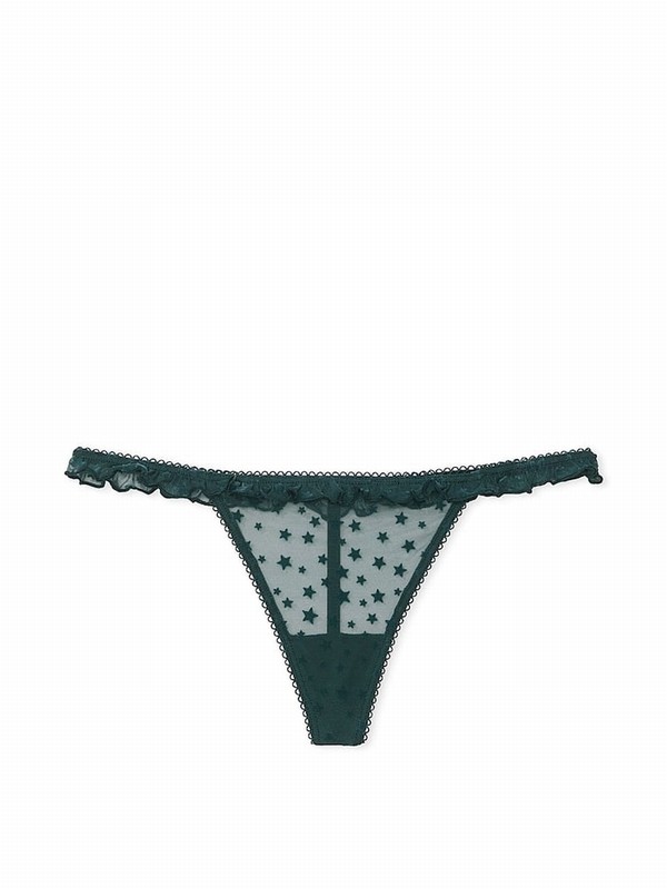 Deep Green Victoria Secret Forest G String Star Chaser Lace Underwear | LACUT5036