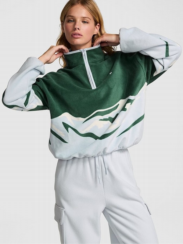 Deep Green Victoria Secret Forest Half Zip Fleece Sweatshirts | XIFBJ1409