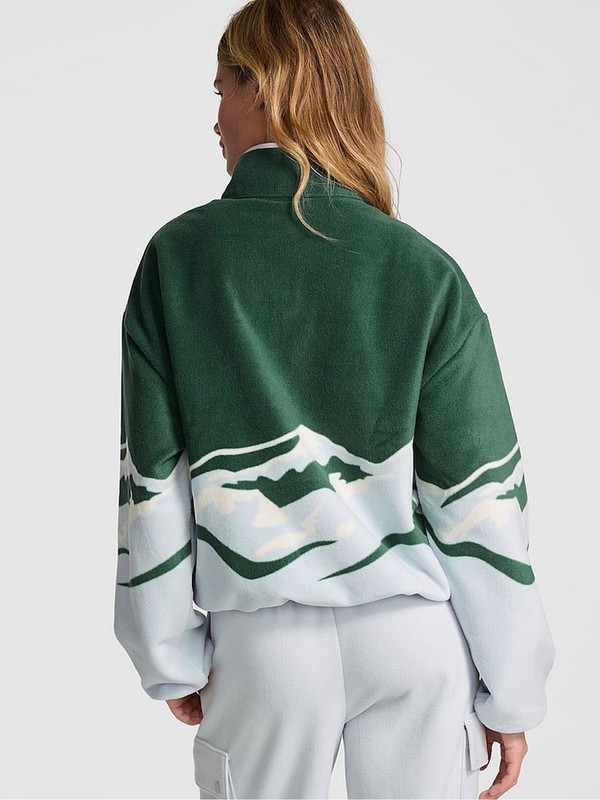 Deep Green Victoria Secret Forest Half Zip Fleece Sweatshirts | XIFBJ1409