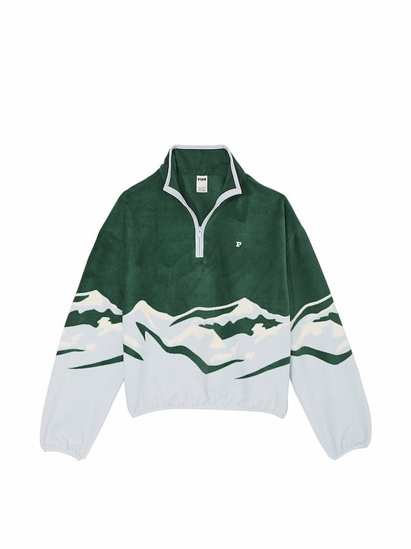 Deep Green Victoria Secret Forest Half Zip Fleece Sweatshirts | XIFBJ1409