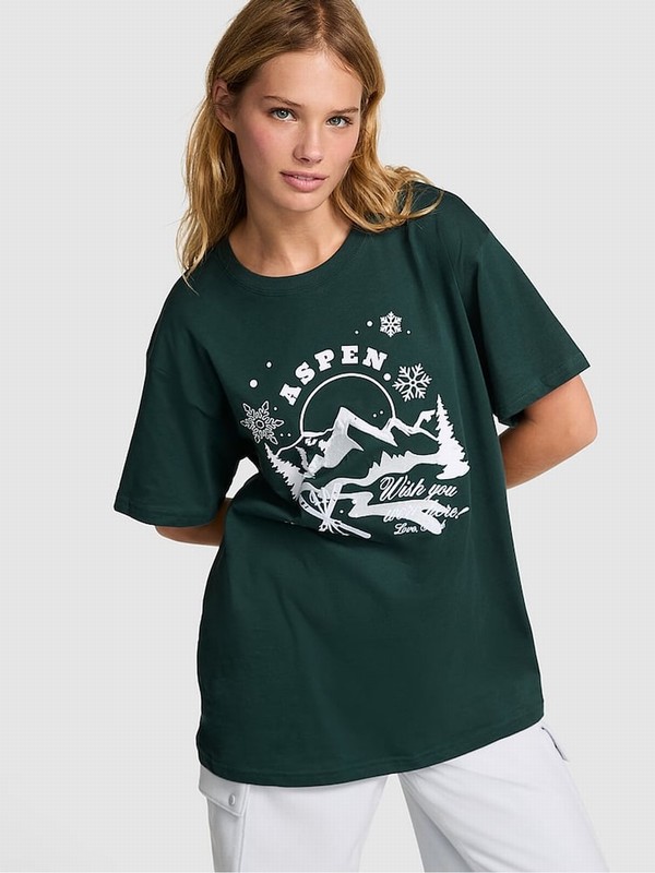 Deep Green Victoria Secret Forest Oversized T Shirts | HRMTY9702