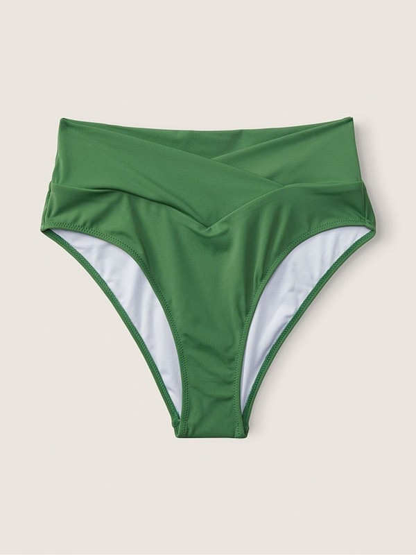 Deep Green Victoria Secret Forest Pine Cross Over Bikini Bottom | YURBN9503