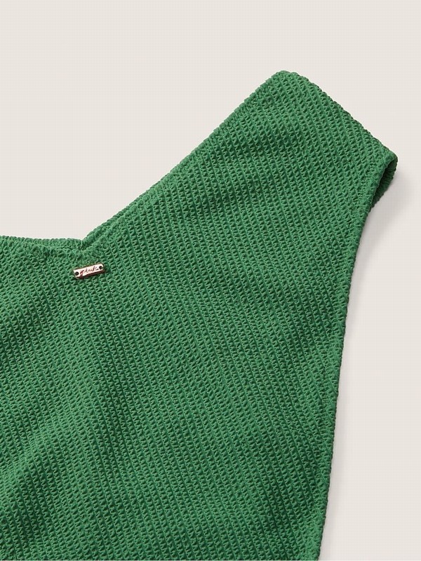 Deep Green Victoria Secret Forest Pine High Waisted Crinkle Bikini Bottom | CTKBY5901