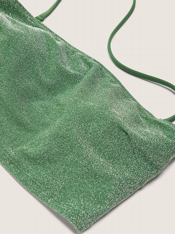 Deep Green Victoria Secret Forest Pine Strapless Shimmer Bikini Top | UTXYM5094