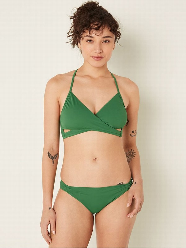 Deep Green Victoria Secret Forest Pine Wrap Bikini Top | HZTVO5036