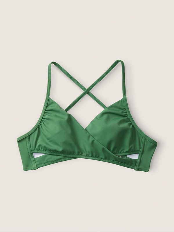 Deep Green Victoria Secret Forest Pine Wrap Bikini Top | HZTVO5036