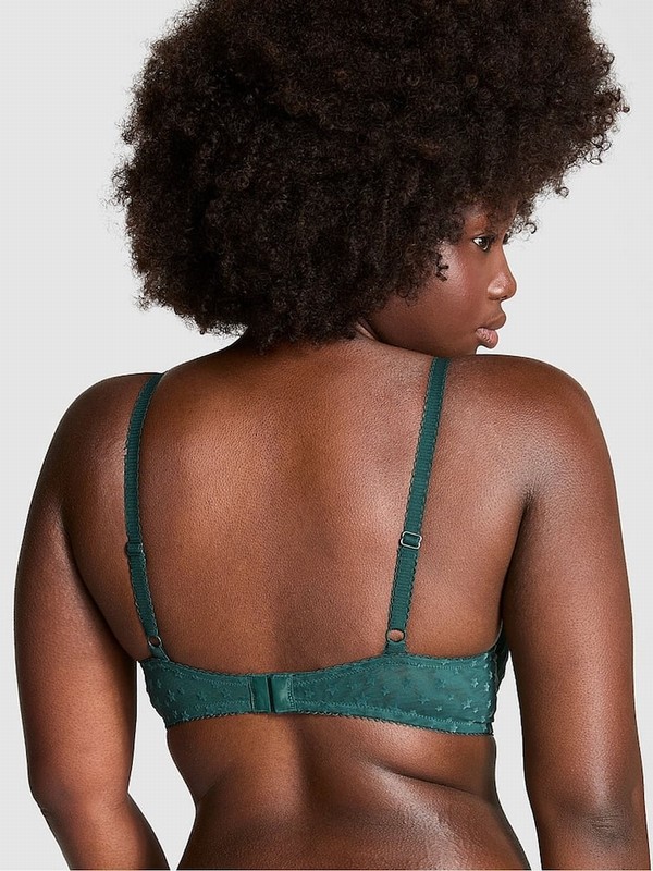 Deep Green Victoria Secret Forest Plunge Star Chaser Lace Unlined Bras | HOVUN7598