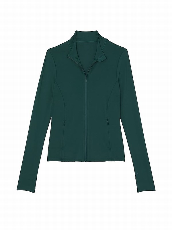 Deep Green Victoria Secret Forest Relay Sports Full Zip Jackets | AYSMD0864