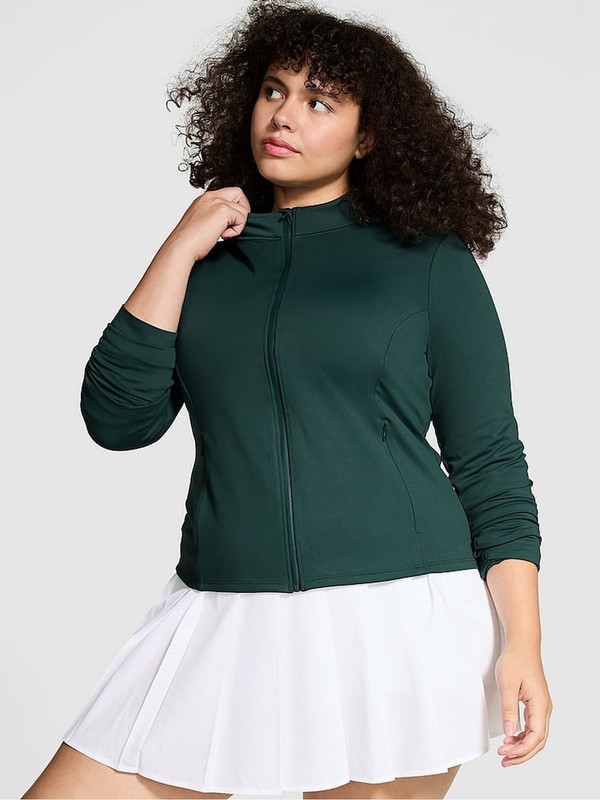 Deep Green Victoria Secret Forest Relay Sports Full Zip Jackets | AYSMD0864