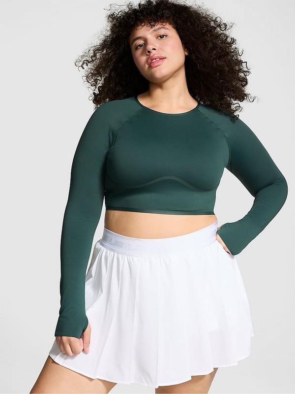 Deep Green Victoria Secret Forest Relay Long Sleeve Crop Top Tops | JQSIV7568