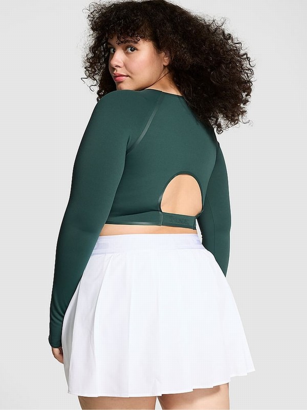 Deep Green Victoria Secret Forest Relay Long Sleeve Crop Top Tops | JQSIV7568