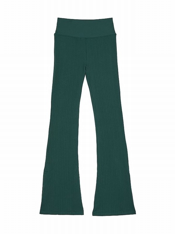 Deep Green Victoria Secret Forest Seamless Cable Knit High Waist Flare Leggings | LYUFK8654