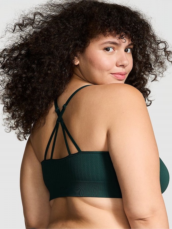 Deep Green Victoria Secret Forest Seamless Cable Knit Bras | KDYEB4839