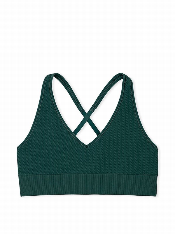 Deep Green Victoria Secret Forest Seamless Cable Knit Bras | KDYEB4839