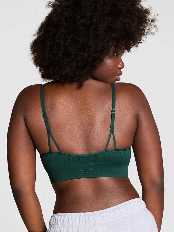 Deep Green Victoria Secret Forest Seamless Cable Knit Bras | PVXGL6485