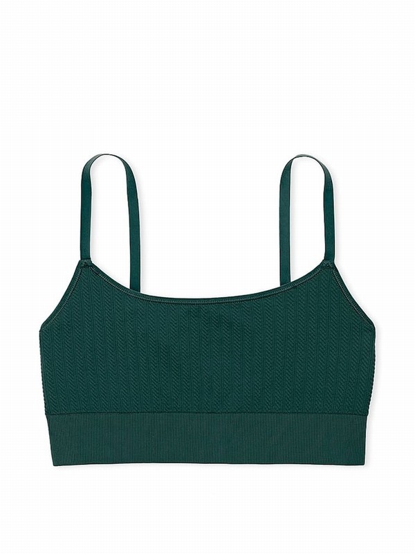 Deep Green Victoria Secret Forest Seamless Cable Knit Bras | PVXGL6485
