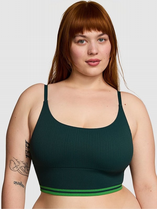 Deep Green Victoria Secret Forest Seamless Longline Scoop Top Bras | YDTMZ7130
