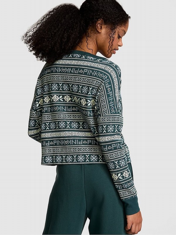 Deep Green Victoria Secret Forest Thermal Cropped Top Nightwear | CNKLF6104