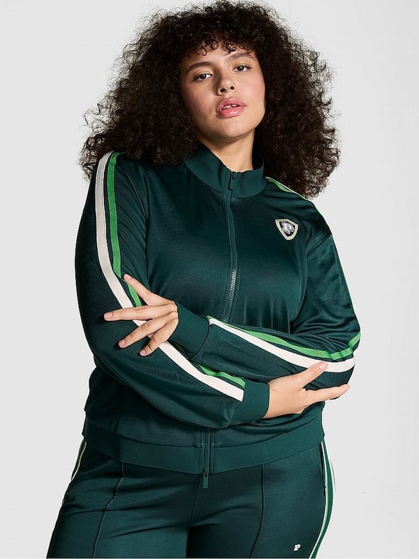 Deep Green Victoria Secret Forest Tracksuit Full Zip Jackets | IZTXL4175