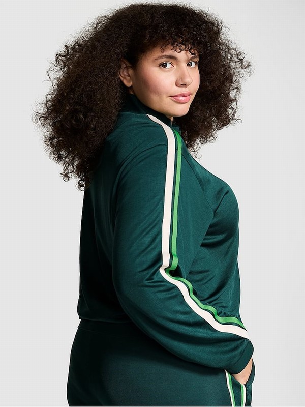 Deep Green Victoria Secret Forest Tracksuit Full Zip Jackets | IZTXL4175