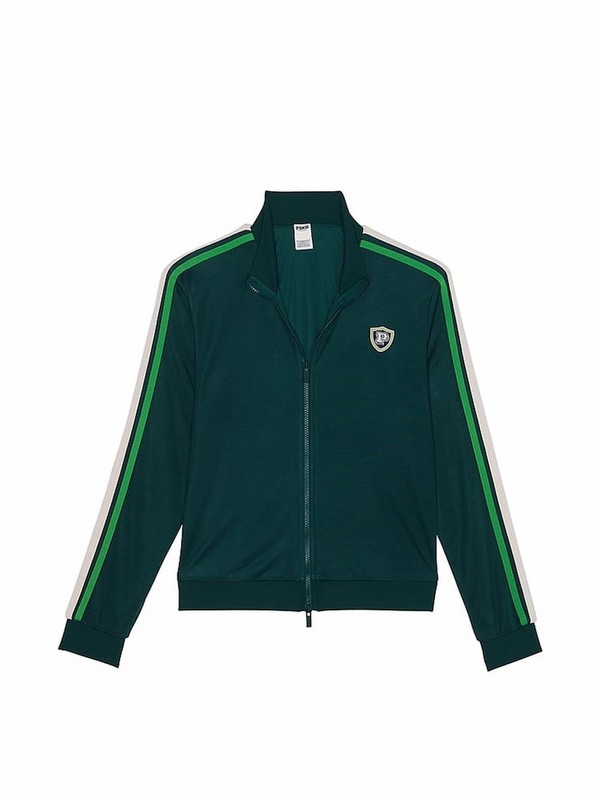 Deep Green Victoria Secret Forest Tracksuit Full Zip Jackets | IZTXL4175