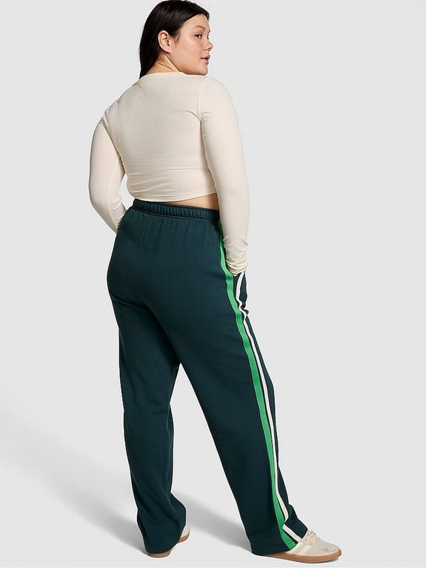 Deep Green Victoria Secret Forest Wide Leg Fleece Joggers | ZGASH8236