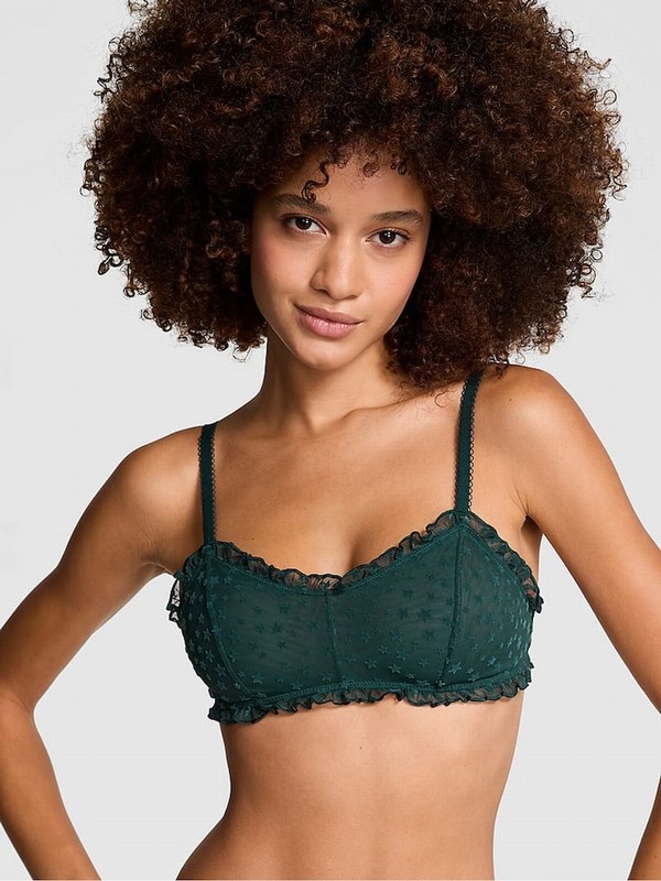 Deep Green Victoria Secret Forestlette Star Chaser Lace Unlined Bras | QYNCF4568